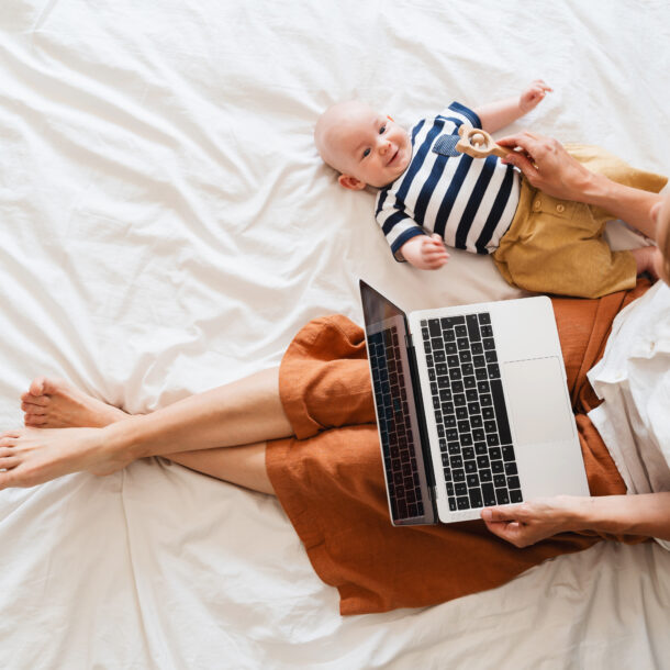 Homeschool mom balancing work and motherhood